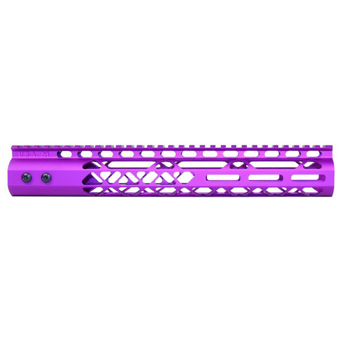  Guntec USA GT-12MLK-AL-PURPLE 12" Air Lite M-LOK Free Floating Handguard With Monolithic Top Rail (Anodized Purple) 