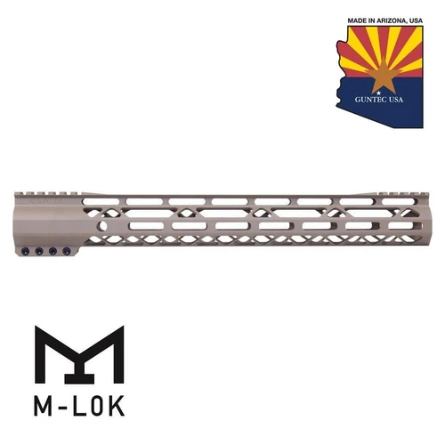Guntec USA GT-15ALC-G2-FDE Guntec USA GT-15ALC-G2-FDE 15" AIR-LOK Series M-LOK Compression Free Floating Handguard With Monolithic Top Rail (Gen 2) (Flat Dark Earth) GT-15ALC-G2-FDE
