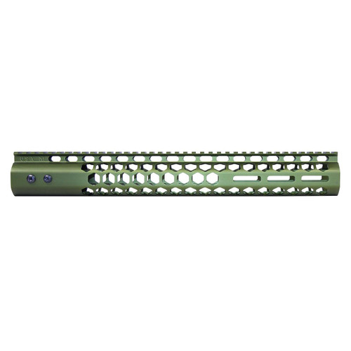  Guntec USA GT-15HC-AL-MLK-308-GREEN 15" Air Lite Series 'Honeycomb' M-LOK Free Floating Handguard With Monolithic Top Rail (.308 Cal) (Anodized Green) 