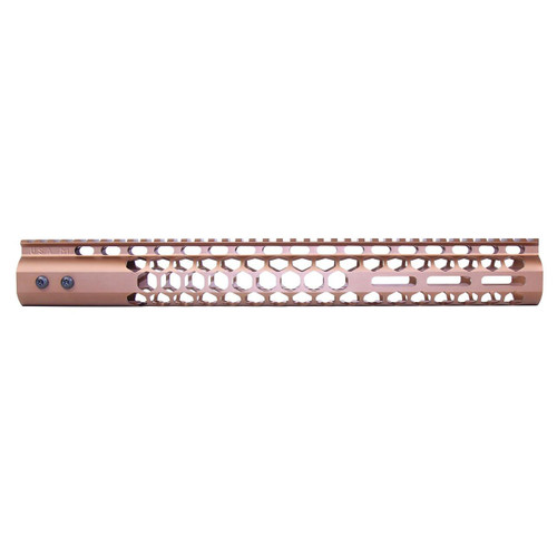 Guntec USA GT-15HC-AL-MLK-BRZ 15" Air Lite Series 'Honeycomb' M-LOK Free Floating Handguard With Monolithic Top Rail (Anodized Bronze) 