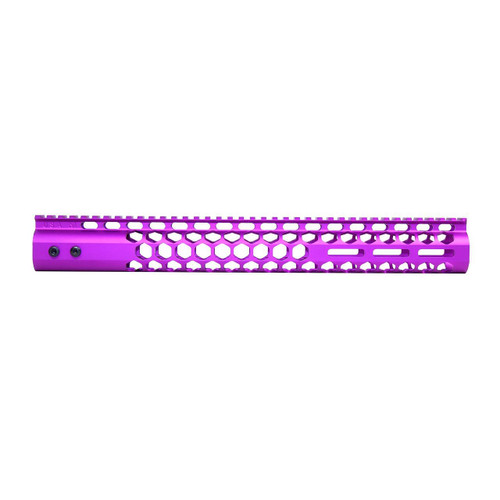 Guntec USA GT-15HC-AL-MLK-PURPLE 15" Air Lite Series 'Honeycomb' M-LOK Free Floating Handguard With Monolithic Top Rail (Anodized Purple) 
