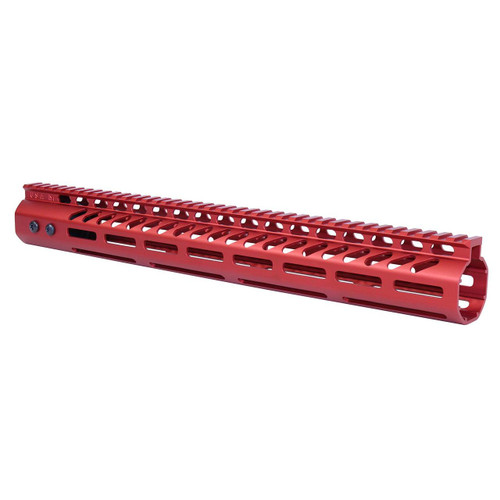  Guntec USA GT-15MLK-308-RED 15" Ultra Lightweight Thin M-LOK System Free Floating Handguard With Monolithic Top Rail (.308 Cal) (Anodized Red) 