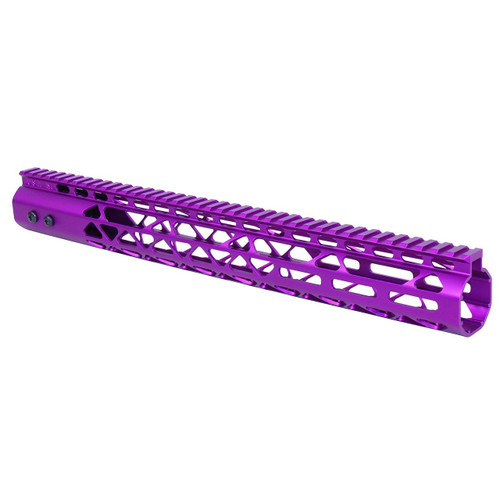  Guntec USA GT-15MLK-AL-308-PURPLE 15" Air Lite Series M-LOK System Free Floating Handguard With Monolithic Top Rail (.308 Cal) (Anodized Purple) 