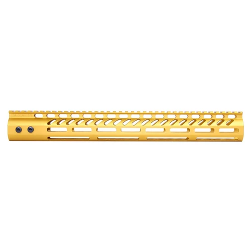 Guntec USA GT-15MLK-GOLD Guntec USA GT-15MLK-GOLD 15" Ultra Lightweight Thin M-LOK System Free Floating Handguard With Monolithic Top Rail (Anodized Gold) GT-15MLK-GOLD