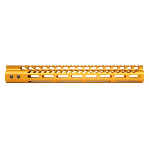 Guntec USA GT-15MLK-ORANGE Guntec USA GT-15MLK-ORANGE 15" Ultra Lightweight Thin M-LOK System Free Floating Handguard With Monolithic Top Rail (Anodized Orange) GT-15MLK-ORANGE
