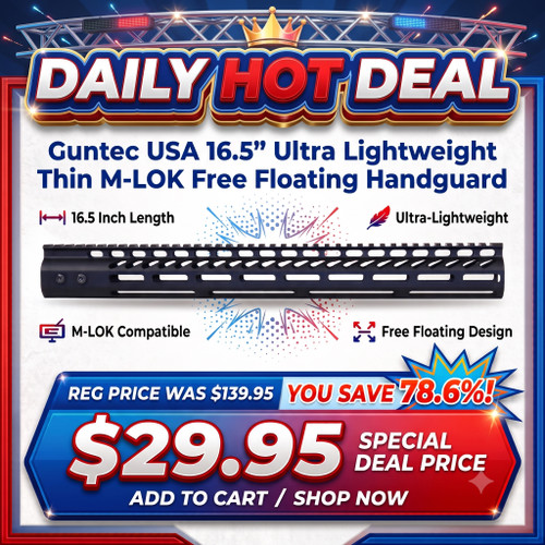 Guntec USA GT-16.5MLK Guntec USA GT-16.5MLK 16.5" Ultra Lightweight Thin M-LOK System Free Floating Handguard With Monolithic Top Rail (Anodized Black) GT-16.5MLK