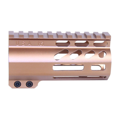  Guntec USA GT-4ALC-BRZ 4" AIR-LOK Series M-LOK Compression Free Floating Handguard With Monolithic Top Rail (Anodized Bronze) 