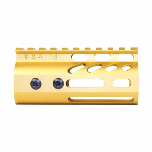 Guntec USA GT-4MLK-GOLD Guntec USA GT-4MLK-GOLD 4" Ultra Lightweight Thin M-LOK Free Floating Handguard With Monolithic Top Rail (Anodized Gold) GT-4MLK-GOLD