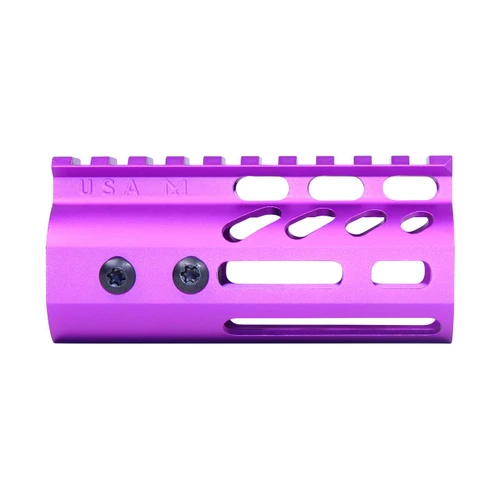Guntec USA GT-4MLK-PURPLE Guntec USA GT-4MLK-PURPLE 4" Ultra Lightweight Thin M-LOK Free Floating Handguard With Monolithic Top Rail (Anodized Purple) GT-4MLK-PURPLE
