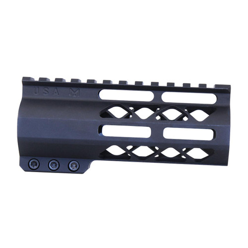  Guntec USA GT-5ALC 5" AIR-LOK Series M-LOK Compression Free Floating Handguard With Monolithic Top Rail (Anodized Black) 