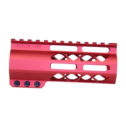Guntec USA GT-5ALC-RED Guntec USA GT-5ALC-RED 5" AIR-LOK Series M-LOK Compression Free Floating Handguard With Monolithic Top Rail (Anodized Red) GT-5ALC-RED