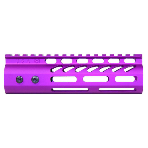 Guntec USA GT-675MLK-PURPLE 6.75" ULtra Lightweight Thin M-LOK Free Floating Handguard With Monolithic Top Rail (Anodized Purple) 