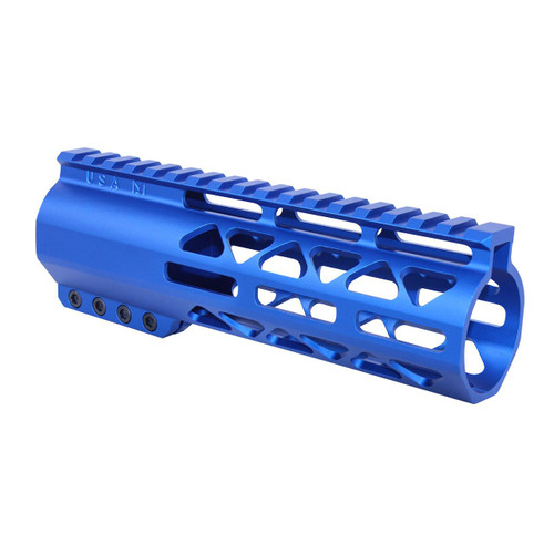  Guntec USA GT-7ALC-308-BLUE 7" AIR-LOK Series M-LOK Compression Free Floating Handguard With Monolithic Top Rail (.308 Cal) (Anodized Blue) 