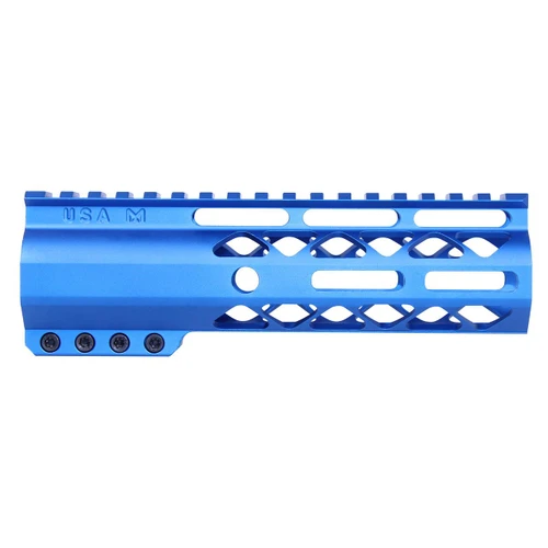 Guntec USA GT-7ALC-BLUE Guntec USA GT-7ALC-BLUE 7" AIR-LOK Series M-LOK Compression Free Floating Handguard With Monolithic Top Rail (Anodized Blue) GT-7ALC-BLUE