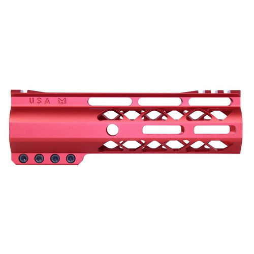  Guntec USA GT-7ALC-G2-RED 7" AIR-LOK Series M-LOK Compression Free Floating Handguard With Monolithic Top Rail (Gen 2) (Anodized Red) 