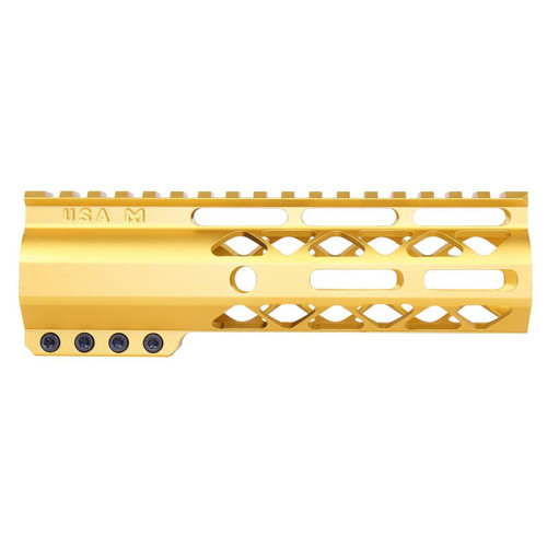  Guntec USA GT-7ALC-GOLD 7" AIR-LOK Series M-LOK Compression Free Floating Handguard With Monolithic Top Rail (Anodized Gold) 