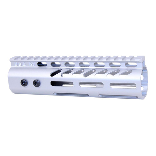  Guntec USA GT-7MLK-308-CLEAR 7" Ultra Lightweight Thin M-LOK System Free Floating Handguard With Monolithic Top Rail (.308 Cal) (Anodized Clear) 
