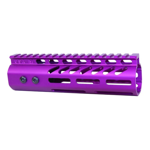 Guntec USA GT-7MLK-308-PURPLE Guntec USA GT-7MLK-308-PURPLE 7" Ultra Lightweight Thin M-LOK System Free Floating Handguard With Monolithic Top Rail (.308 Cal) (Anodized Purple) GT-7MLK-308-PURPLE