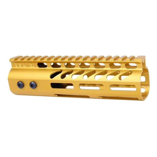 Guntec USA GT-7MLK-GOLD Guntec USA GT-7MLK-GOLD 7" Ultra Lightweight Thin M-LOK Free Floating Handguard With Monolithic Top Rail (Anodized Gold) GT-7MLK-GOLD