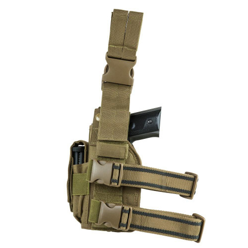 NcStar NcSTAR CVDLHOL2954T Drop Leg Universal Holster, tactical beige drop leg holster with adjustable straps and side firearm retention for universal use.