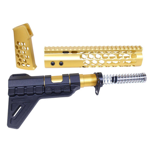  Guntec USA HCP-GOLD 223/5.56 Rifle Honeycomb Pistol Furniture Set (Anodized Gold) 