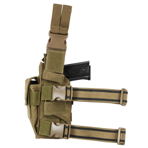 NcStar NcSTAR CVDLHOL2955T Drop Leg Tactical Holster, tactical firearm holster with adjustable straps and built-in magazine pouch.