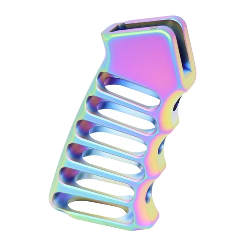 Guntec USA ULS-PG-M-RPVD Guntec USA ULS-PG-M-RPVD Ultralight Series Skeletonized Aluminum Pistol Grip (Matte Rainbow Pvd Coated) ULS-PG-M-RPVD