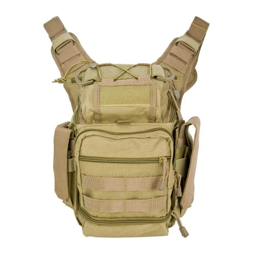 NcStar NcSTAR CVFRB2918T PVC First Responders Utility Bag, tactical beige tactical bag with multiple compartments, zippers, and adjustable straps for emergency and rescue gear storage.