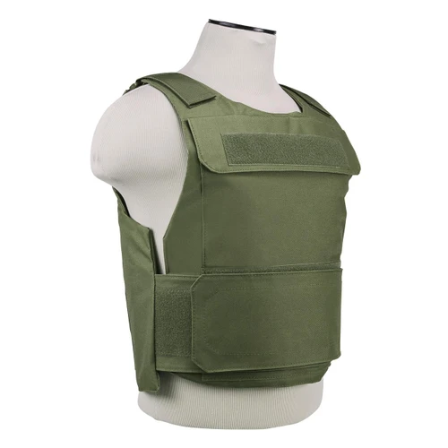 NcStar NcSTAR CVPCVD2975G Discreet LE SWAT Police Low Profile Plate Carrier M-XXL, olive green tactical body armor vest with adjustable straps and Velcro closure.