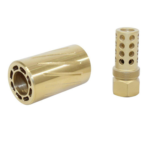 Guntec USA SPITFIRE-300-TIN Guntec USA SPITFIRE-300-TIN AR 300 Blackout Muzzle Comp With QD Blast Shield (Tin Coated) SPITFIRE-300-TIN