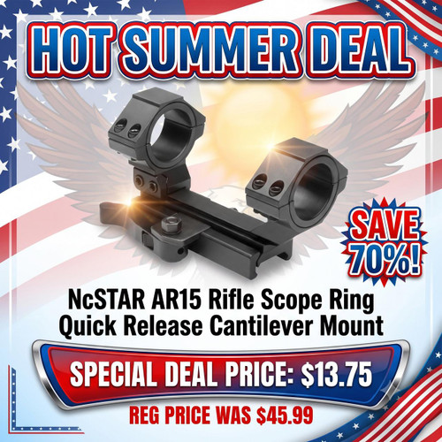 NcSTAR MARCQ 223/556 Scope Ring Quick Release Cantilever Mount Detachable, black scope mount with quick release levers and mounting hardware for rifles.