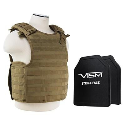 NcStar Vism By Ncstar BPCVPCVQR2964T-A Quick Release Plate Carrier Vest With 10"X12' Level Iii+ PE Shooters Cut 2X Hard Ballistic Plates 