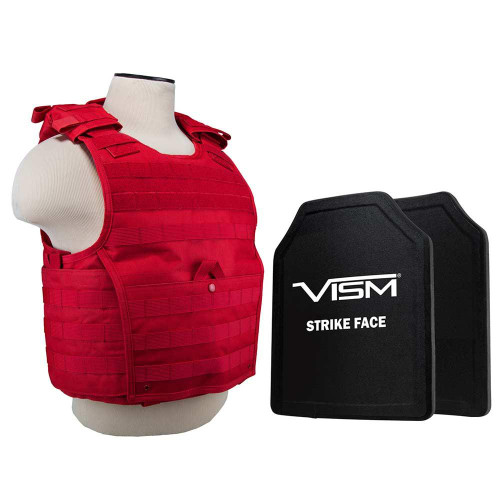 NcStar Vism By Ncstar BPLCVPCVX2963R-A Expert Plate Carrier Vest With 11"X14' Level Iii+ Shooters Cut 2X Hard Ballistic Plates 