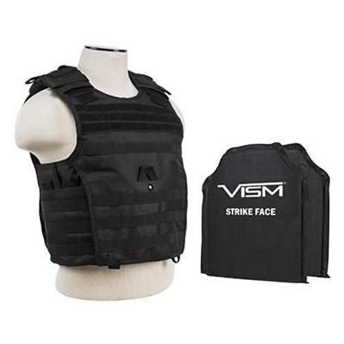NcStar Vism By Ncstar BSCVPCVXL2963B-A Expert Plate Carrier Vest (2Xl+) With 10"X12" Level Iiia Shooters Cut 2X Soft Ballistic Panels 