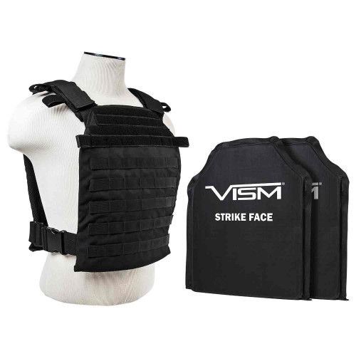NcStar Vism By Ncstar BSLCVPCFL2995B-A Larger Fast Plate Carrier with 11"X14' Level Iiia Shooters Cut 2X Soft Ballistic Panels 