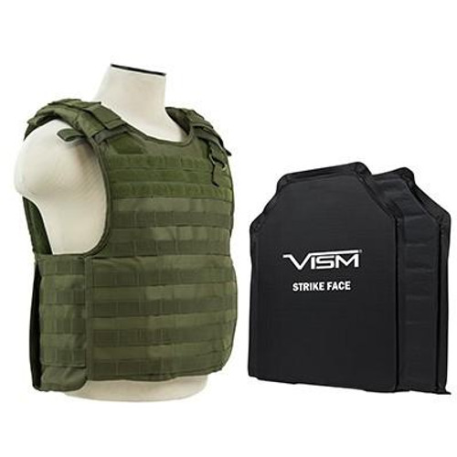 NcStar Vism By Ncstar BSLCVPCVQR2964G-A Quick Release Plate Carrier Vest With 11"X14" Level Iiia Shooters Cut 2X Soft Ballistic Panels 
