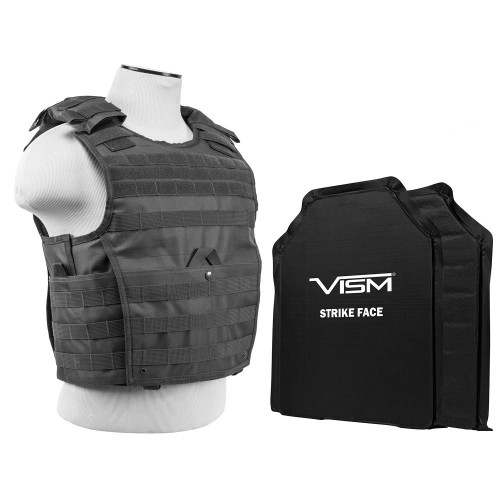 NcStar Vism By Ncstar BSLCVPCVX2963U-A Expert Plate Carrier Vest With 11"X14" Level Iiia Shooters Cut 2X Soft Ballistic Panels 