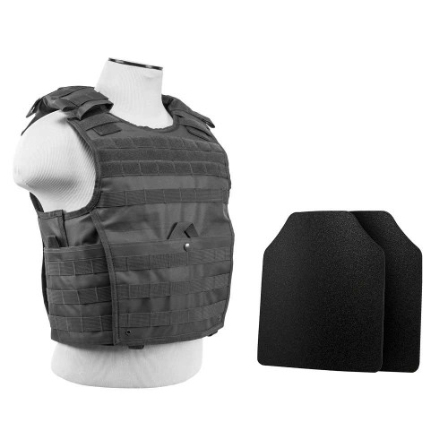 NcStar Vism By Ncstar BUCCVPCVX2963U-A Expert Plate Carrier Vest (Med-2Xl) With 10&quot;X12&quot; Level Iiia Shooters Cut 2X Hard Ballistic Panels 