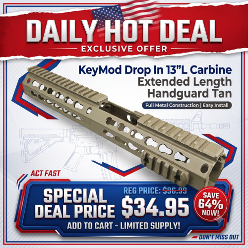 NcStar VMARKMCET NcSTAR VMARKMCET 223/556 Keymod Handguard/ Two Piece/ Drop In Fit/ Extended Length/ 13.5"L Tan VMARKMCET