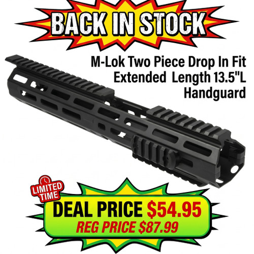 NcSTAR VMARMLCE 223/556 M-Lok Handguard/ Two Piece/ Drop In Fit/ Extended Length/ 13.5"L Black