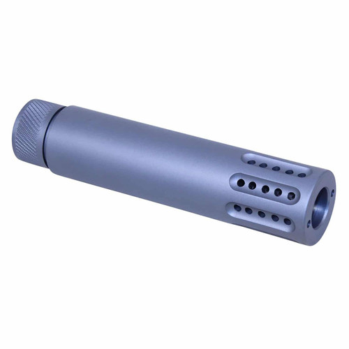  Guntec USA 1326-MB-P-308-GREY Slip Over Barrel Shroud With Multi Port Muzzle Brake (.308 Cal) (Anodized Grey) 