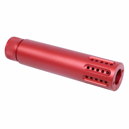  Guntec USA 1326-MB-P-308-RED Slip Over Barrel Shroud With Multi Port Muzzle Brake (.308 Cal) (Anodized Red) 
