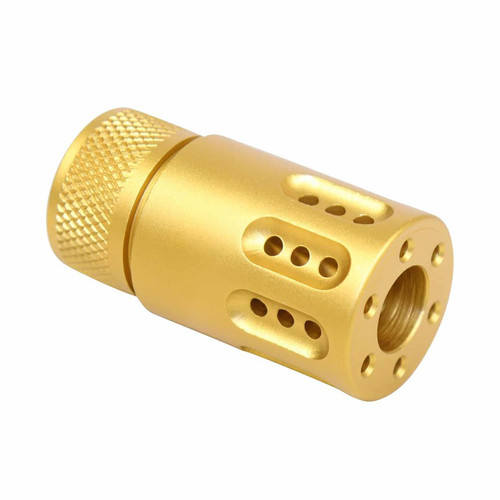  Guntec USA 1326-MB-P-MINI-GOLD Mini Slip Over Barrel Shroud With Multi Port Muzzle Brake (Anodized Gold) 