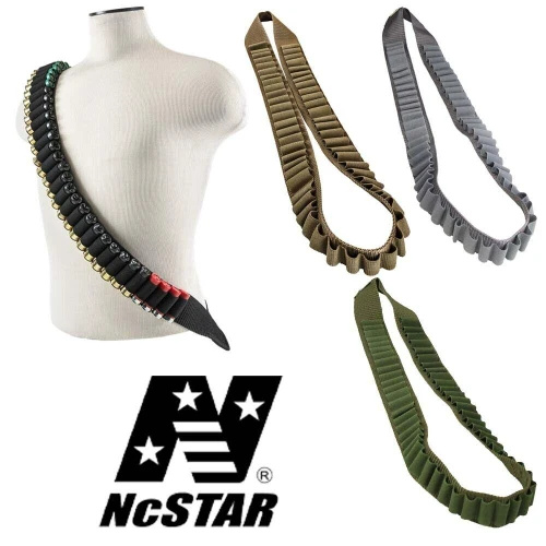 NcStar AA12BANB NcSTAR Shotgun Bandolier With Elastic Loops For 56 Each Shot Shells 4 Colors AA12BAN