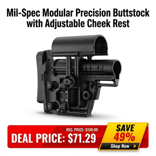 NcSTAR VG011 Mil-Spec Modular Precision Buttstock with Adjustable Cheek Rest, Length of Pull & Rubber Buttpad
