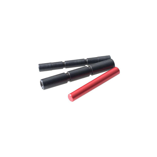 Strike Industries SI-G-AWP-S Enhanced Pin Kit with Anti-walk Locking Block Pin for Glock, image shows black and red metal pins on a white background.