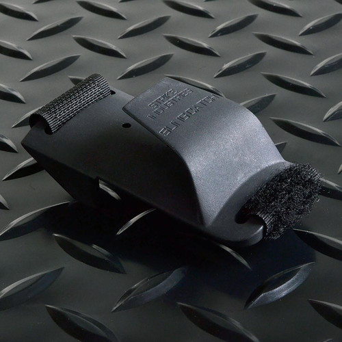 Strike Industries SI-SLING-CATCH Sling Catch, black sling catch device with adjustable straps on a textured metal surface.