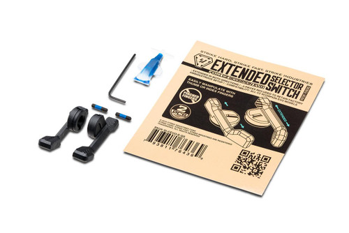 Strike Industries SI-CEVO-EXT-SS Extended Selector Switch for CZ Scorpion EVO, packaging with installation components and instructions.