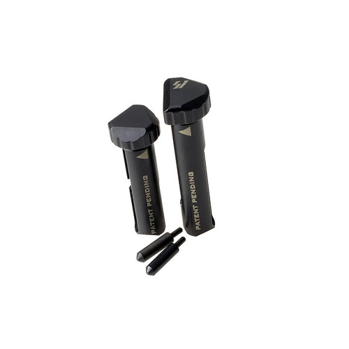 Strike Industries SI-AR15-Shift-BK .223/5.56 Rifle Shift Pins in Black, two black shift pins with installation components.