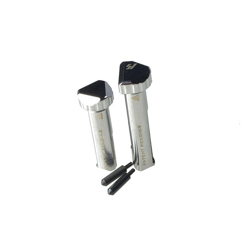 Strike Industries SI-AR15-Shift-CC 223/5.56 Rifle SHIFT Pins in Chrome Coating, two metal rifle shift pins with black removal tools.
